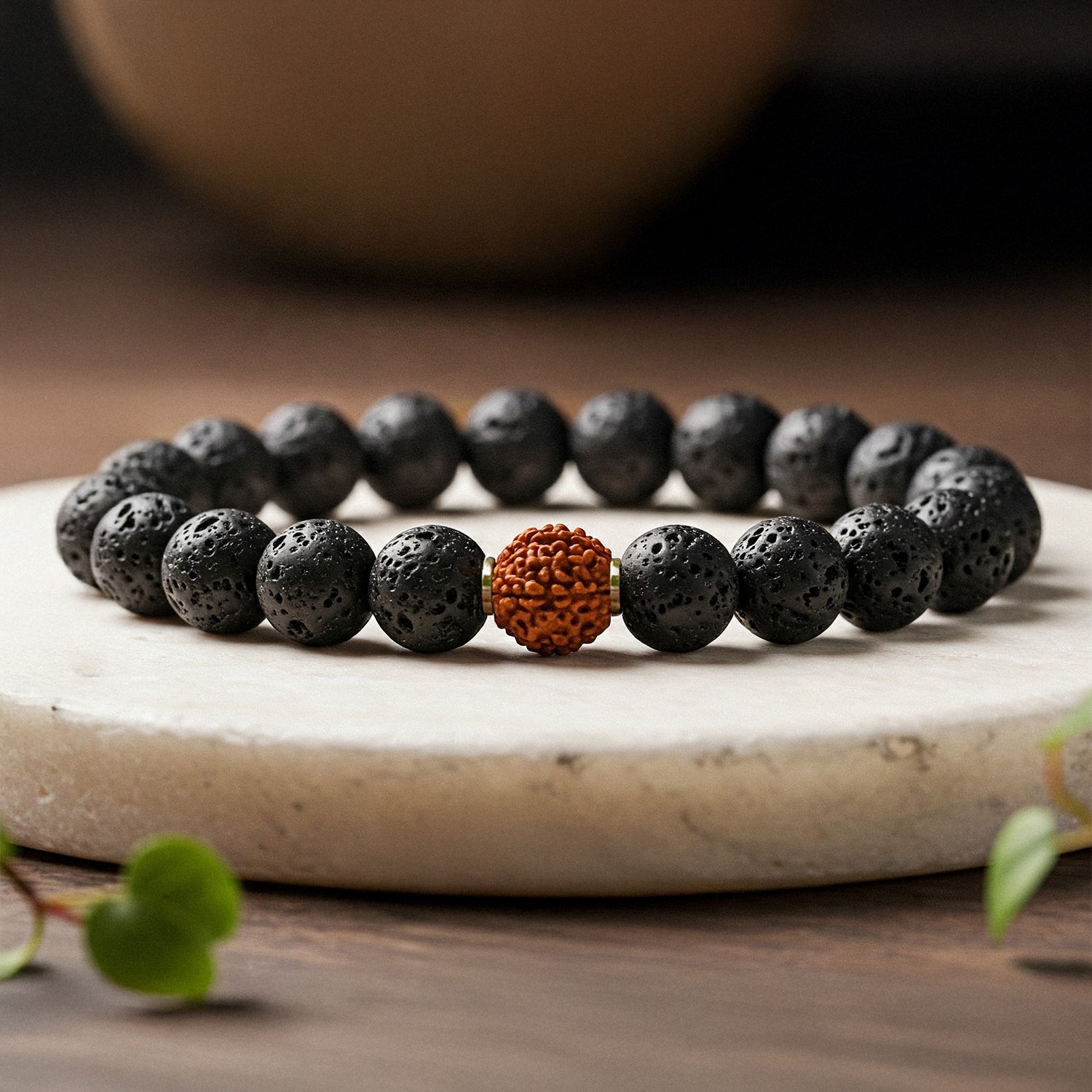Rudraksha Bracelet With Lava Stone 